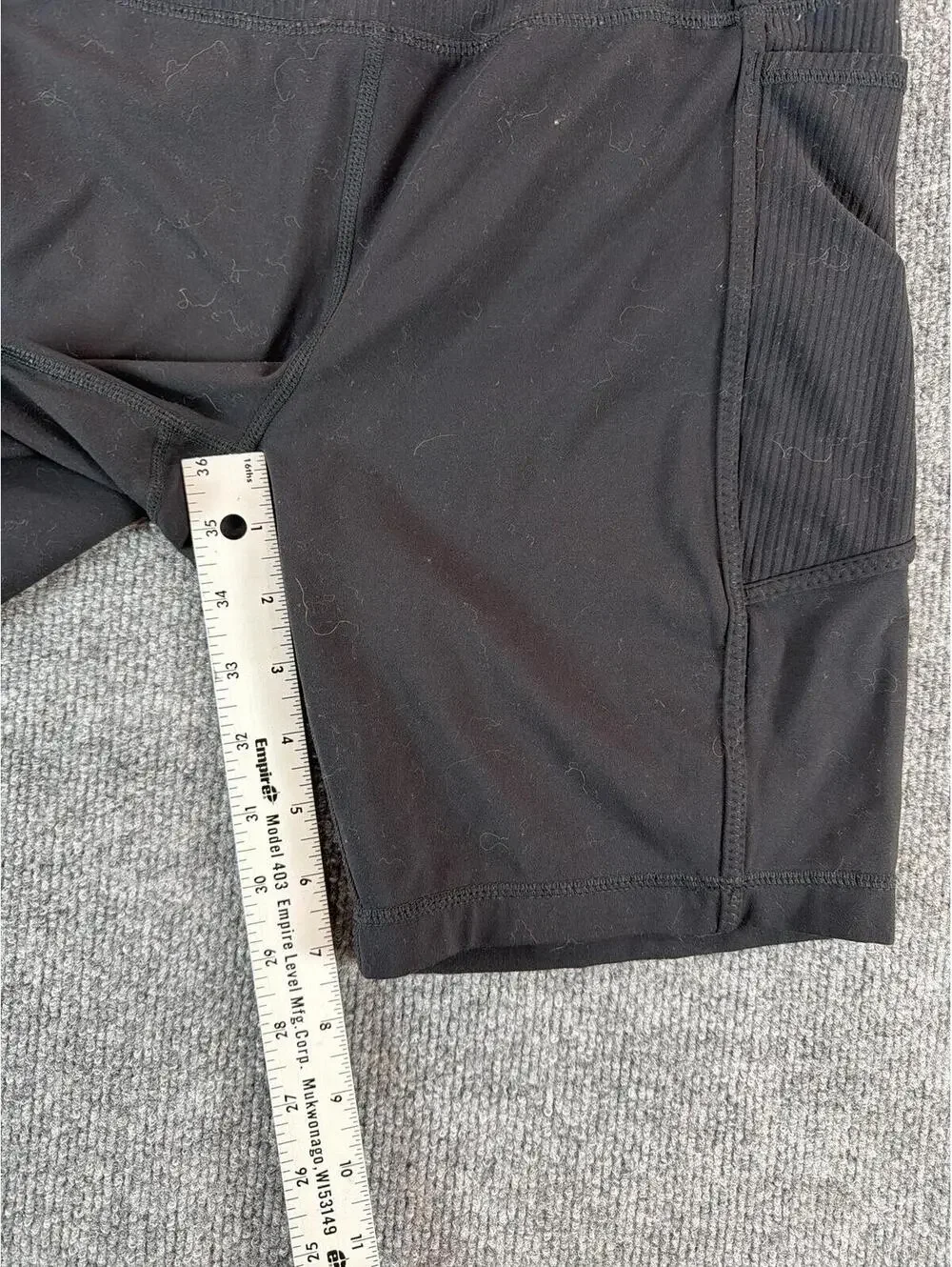 Mondetta Black Athletic Biker Shorts Ribbed‎ Side Phone Pockets - Large, Running